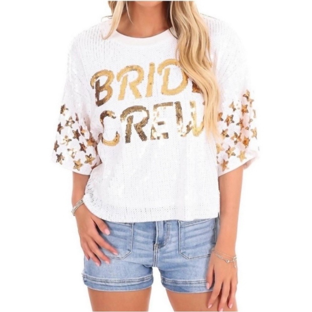 Simply Southern NWT Bride Crew sequin top